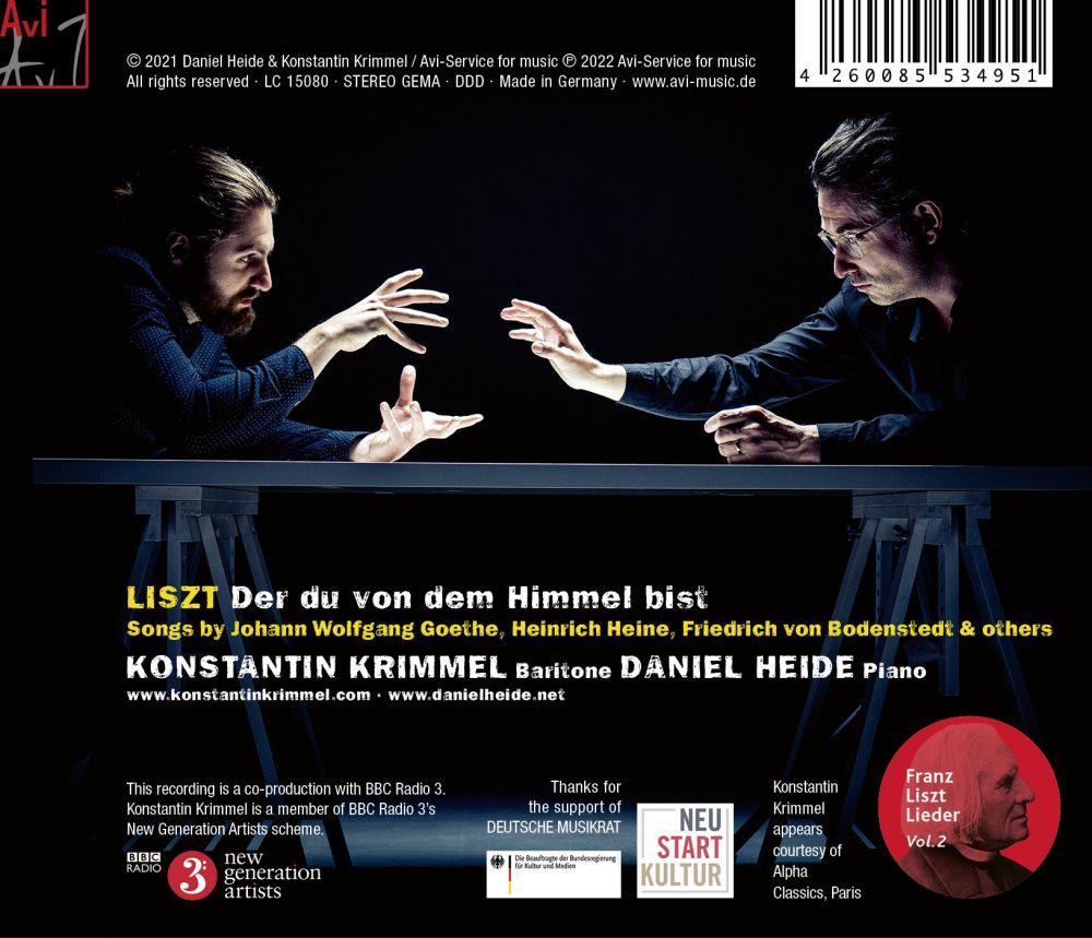 Konstantin Krimmel / Daniel Heide 리스트: 가곡집 (Liszt: der Du von Dem Himmel Bist)