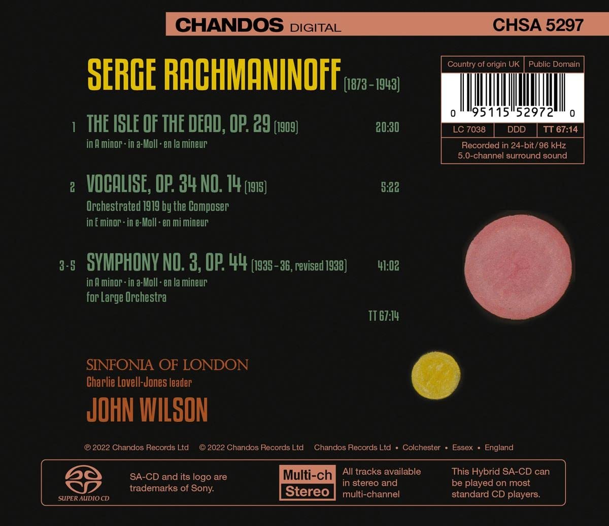 John Wilson 라흐마니노프: 교향곡 3번, 보칼리제 (Rachmaninov: Symphony No.3, Vocalise, Isle Of The Dead)