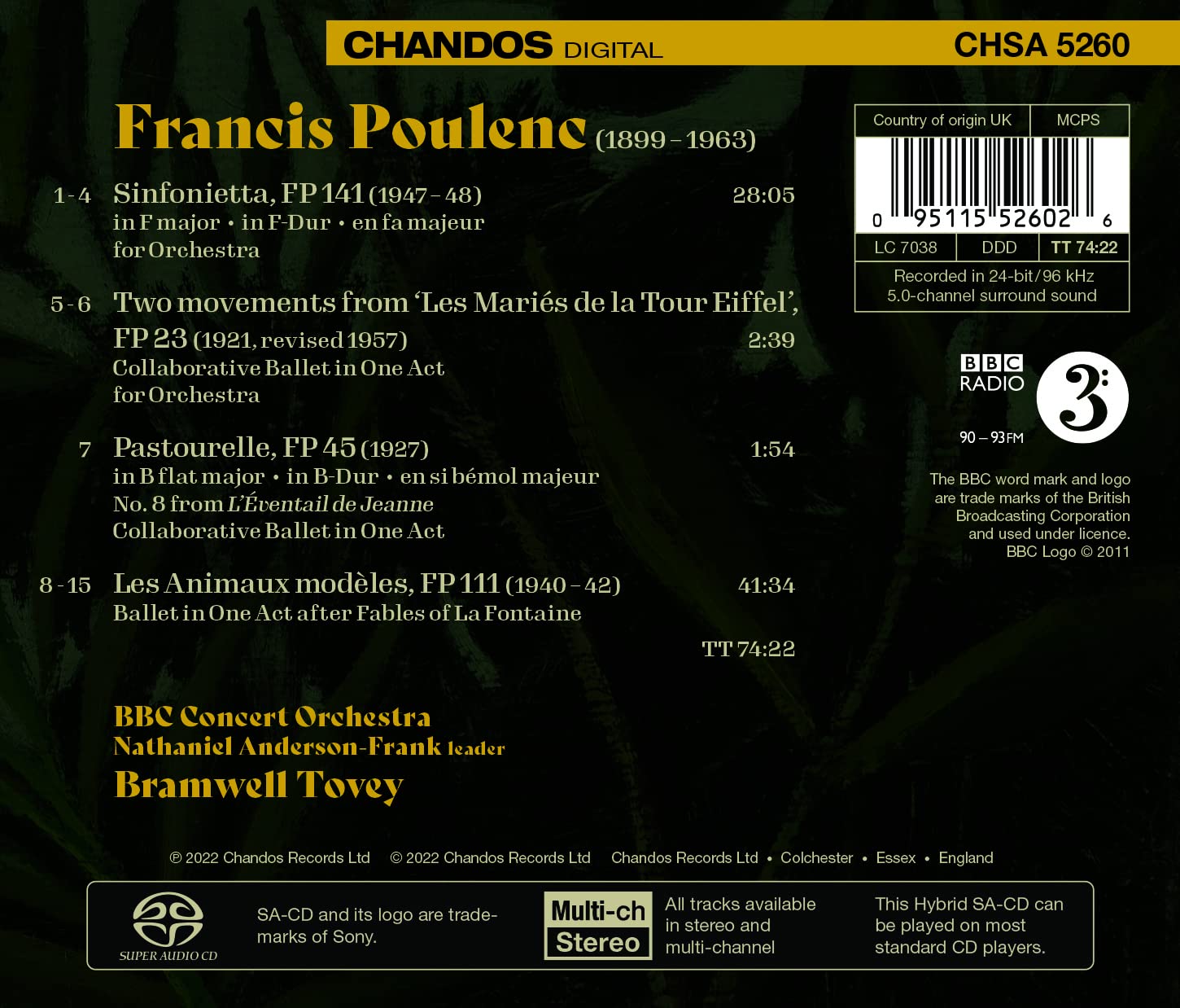 Bramwell Tovey 풀랑크: 전형적 동물, 신포니에타 (Poulenc: Les Maries De La Tour Eiffel, Fp 23, Sinfonietta)