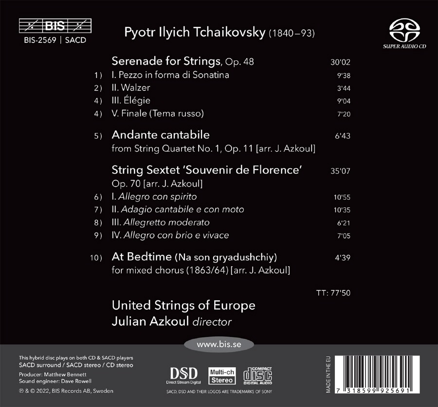 United Strings of Europe 차이콥스키: 현을 위한 세레나데, 플로렌스의 추억 (Tchaikovsky: Serenade For String Op.48, Souvenir  Florence Op.70)