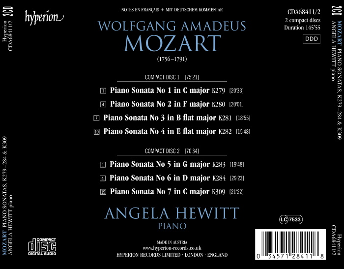 Angela Hewitt 모차르트: 피아노 소나타 1집 - 안젤라 휴이트 (Mozart: Piano Sonatas K.279-284, K.309)