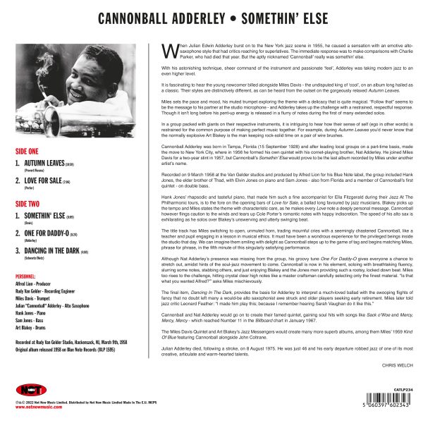 Cannonball Adderley (캐논볼 애덜리) - Somethin' Else [LP] 