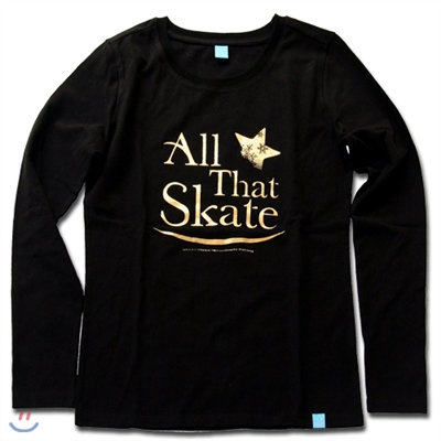 김연아 Yuna Kim 낙원댄스 올댓스케이트 All That Skate 아이스쇼 공식 티셔츠  올댓스포츠 티 여성용 긴팔 블랙 S 사이즈