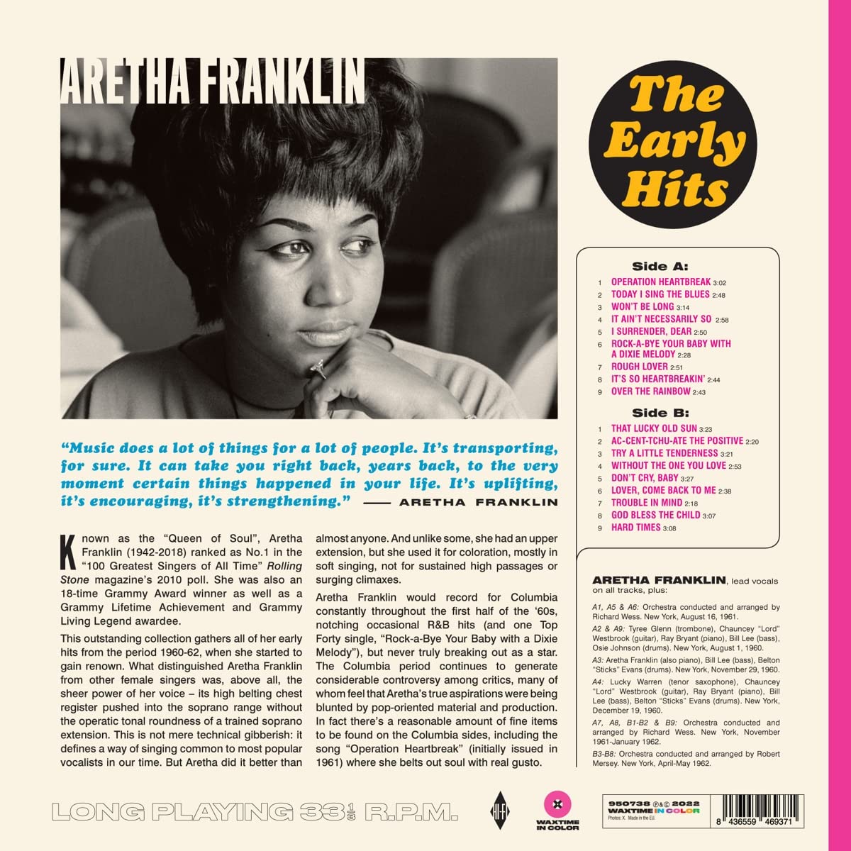 Aretha Franklin (아레사 프랭클린) - The Early Hits [핑크 컬러 LP]