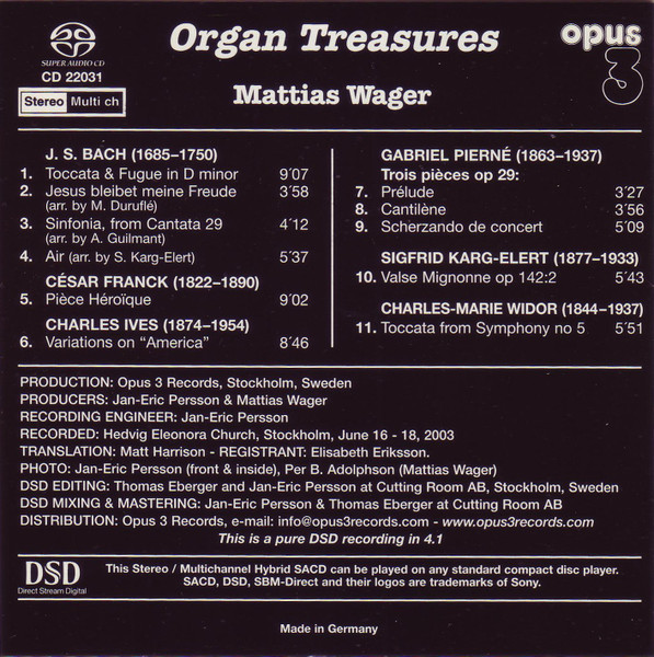 Mattias Wager 보석 같은 오르간 작품들 (Organ Treasures)