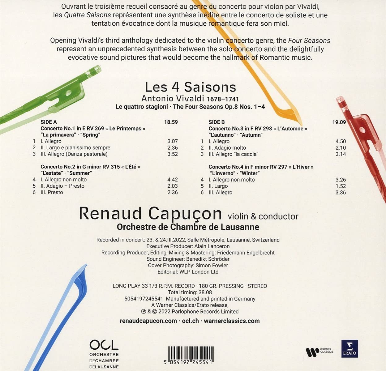 Renaud Capucon 비발디: 사계 - 르노 카퓌송 (Vivaldi: The Four Seasons) [LP]