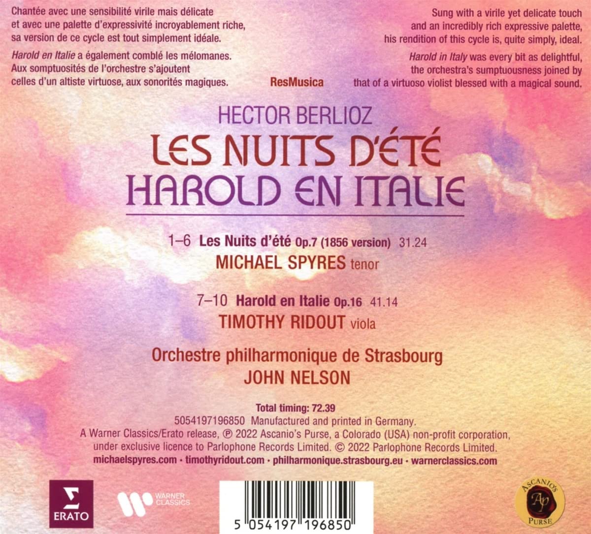 John Nelson 베를리오즈: 여름 밤, 이탈리아의 헤롤드- 존 넬슨 (Berlioz: Les Nuits d'ete & Harold en Italie)
