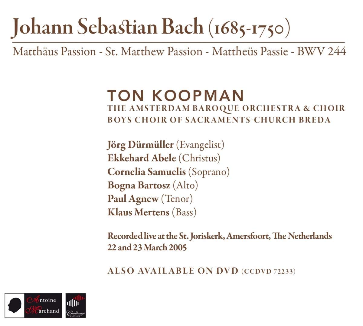 Ton Koopman 바흐: 마태 수난곡 (Bach: Matthaus Passion)