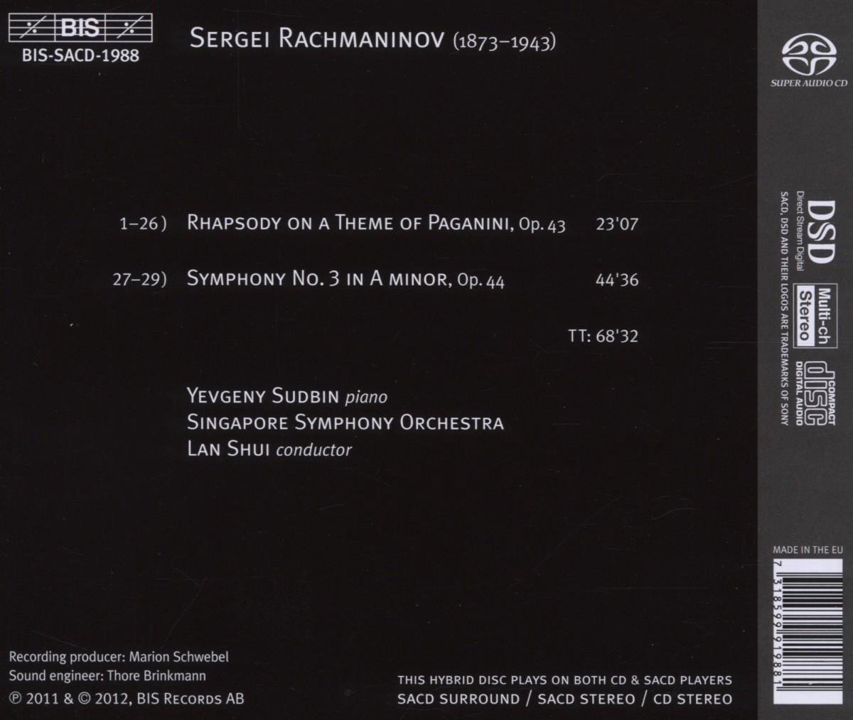 Yevgeny Sudbin 라흐마니노프: 교향곡 3번, 파가니니 주제에 의한 랩소디 (Rachmaninov: Symphony No.3, Paganini Rhapsody)