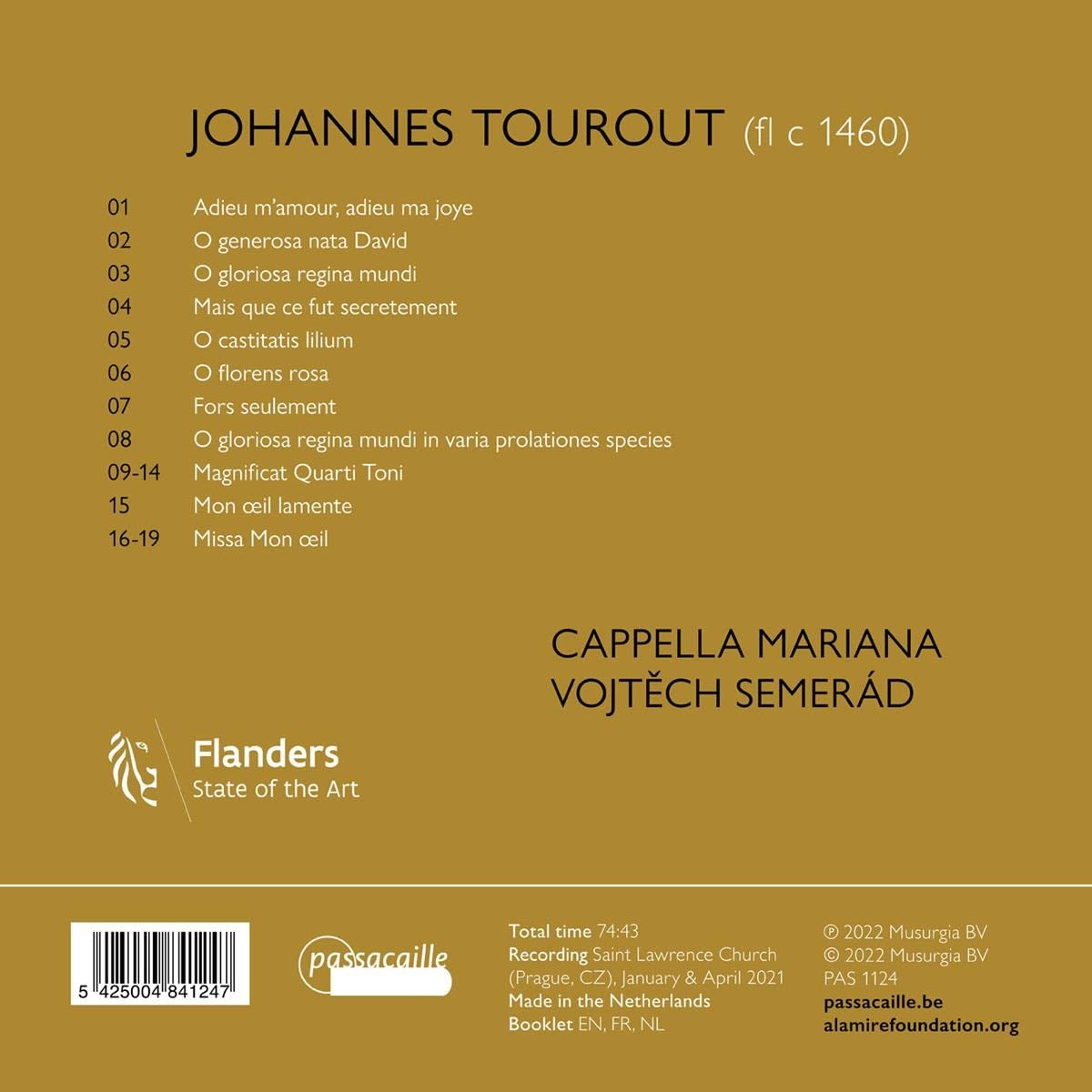 Cappella Mariana 요하네스 타우라우트: 샹성과 모테트 (Johannes Tourout: Portrait Of An Imperial Cantor) 