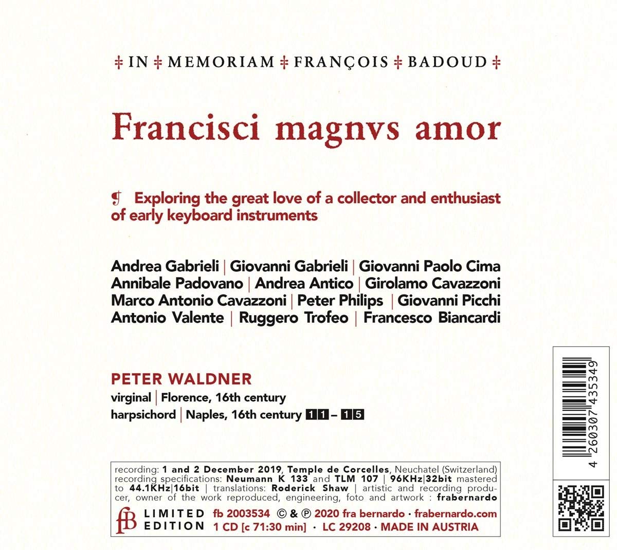 Peter Waldner 역사적 건반악기로 연주하는 다양한 옛 음악 (Francisci Magnus Amor)