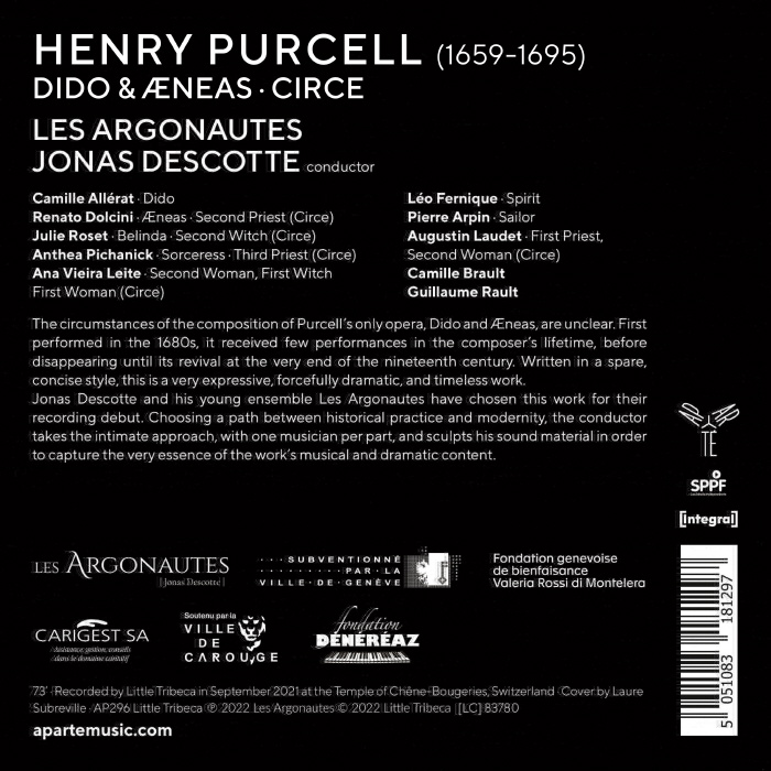 Jonas Descotte 퍼셀: 오페라 `디도와 아이네아스`, 부수음악 `키르케` (Purcell: Dido And Aeneas, Circe)