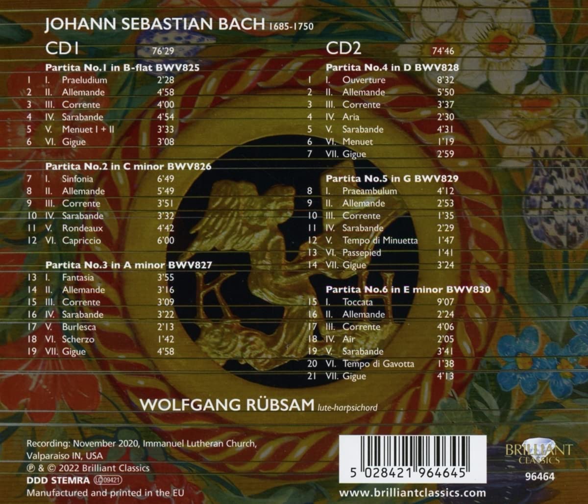 Wolfgang Rubsam 바흐: 6개의 파르티타 (J.S. Bach: Partitas BWV 825-830)