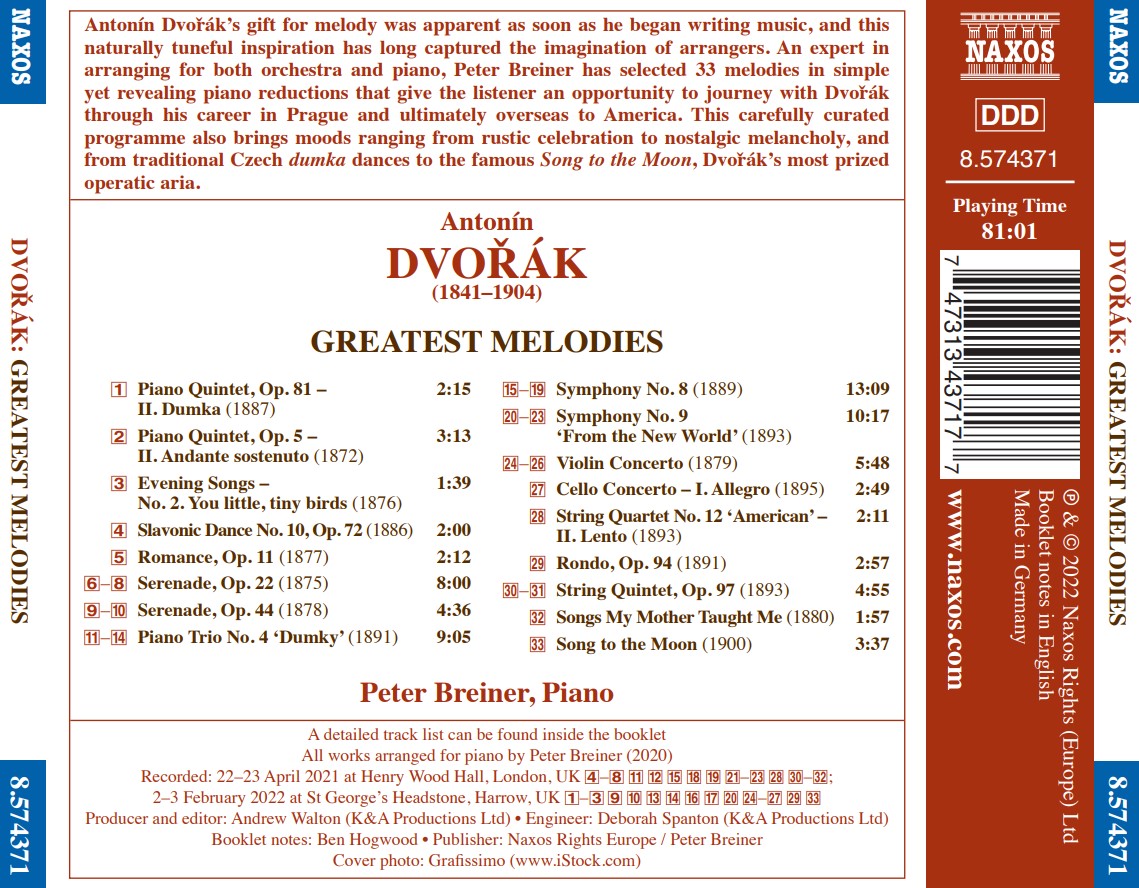 Peter Breiner 드보르작: 피아노로 연주한 교향곡, 5중주, 협주곡 (Dvorak: Greatest Melodies arranged By Peter Breiner)