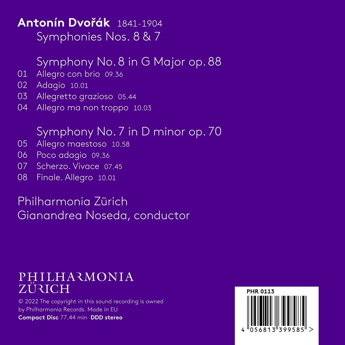 Gianandrea Noseda 드보르작: 교향곡 7번, 8번 (Dvorak: Symphonies Op.88, Op.70)