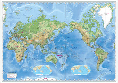 세계지도-한글지세 (코팅 원지-부착용)