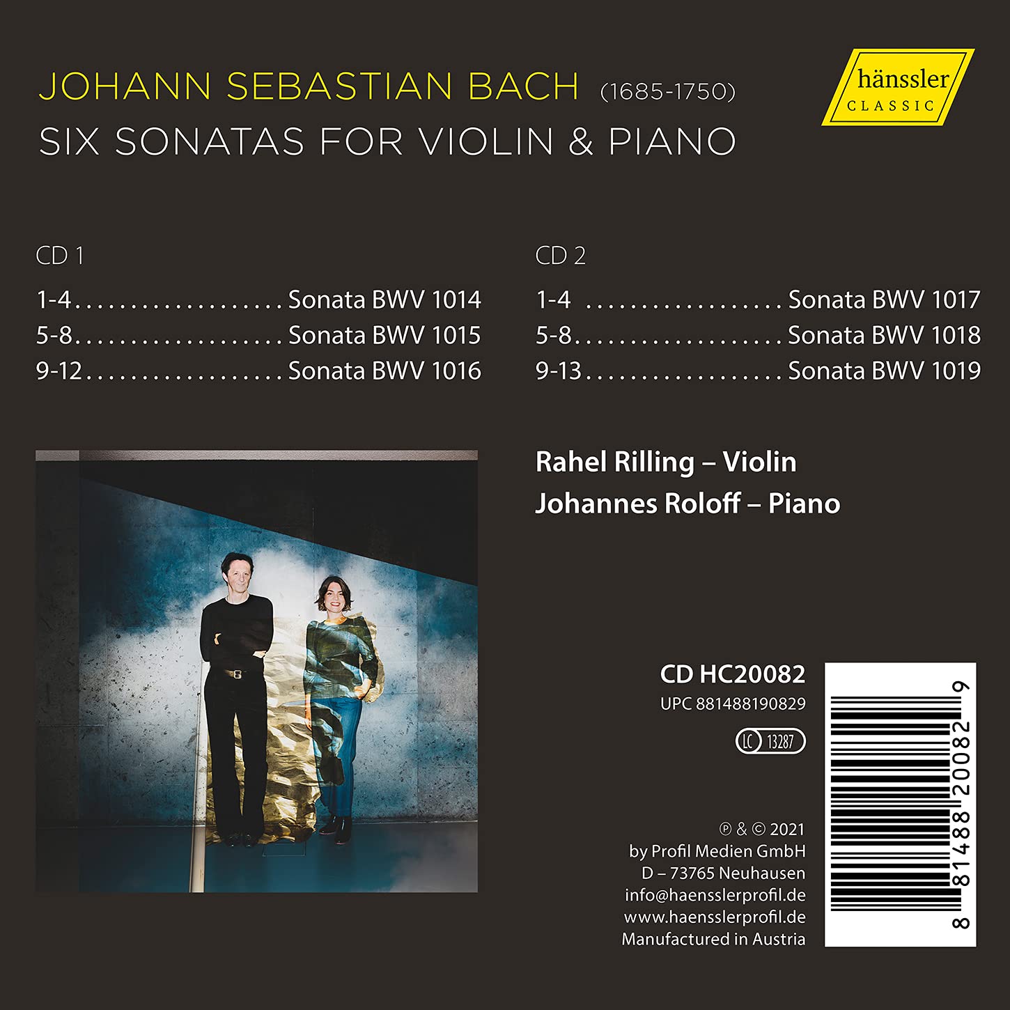 Rahel Rilling 바흐: 바이올린 소나타 (Bach: Six Sonatas for Violin & Piano BWV 1014-1049)