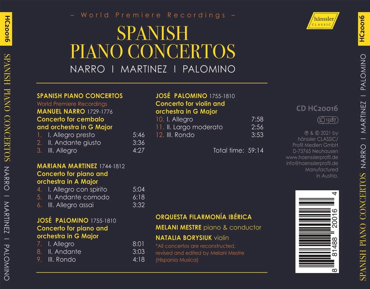 Melani Mestre 스페인 피아노 협주곡의 세계 - 나로 / 마르티네스 / 팔로미노이 피아노 협주곡 (Spanish Piano Concertos - Narro / Martinez / Palomino)
