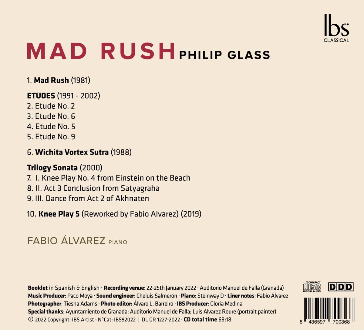 Fabio Alvarez 글래스: 매드 러시, 삼부작 소나타, 연습곡 등 (Philip Glass: Mad Rush)