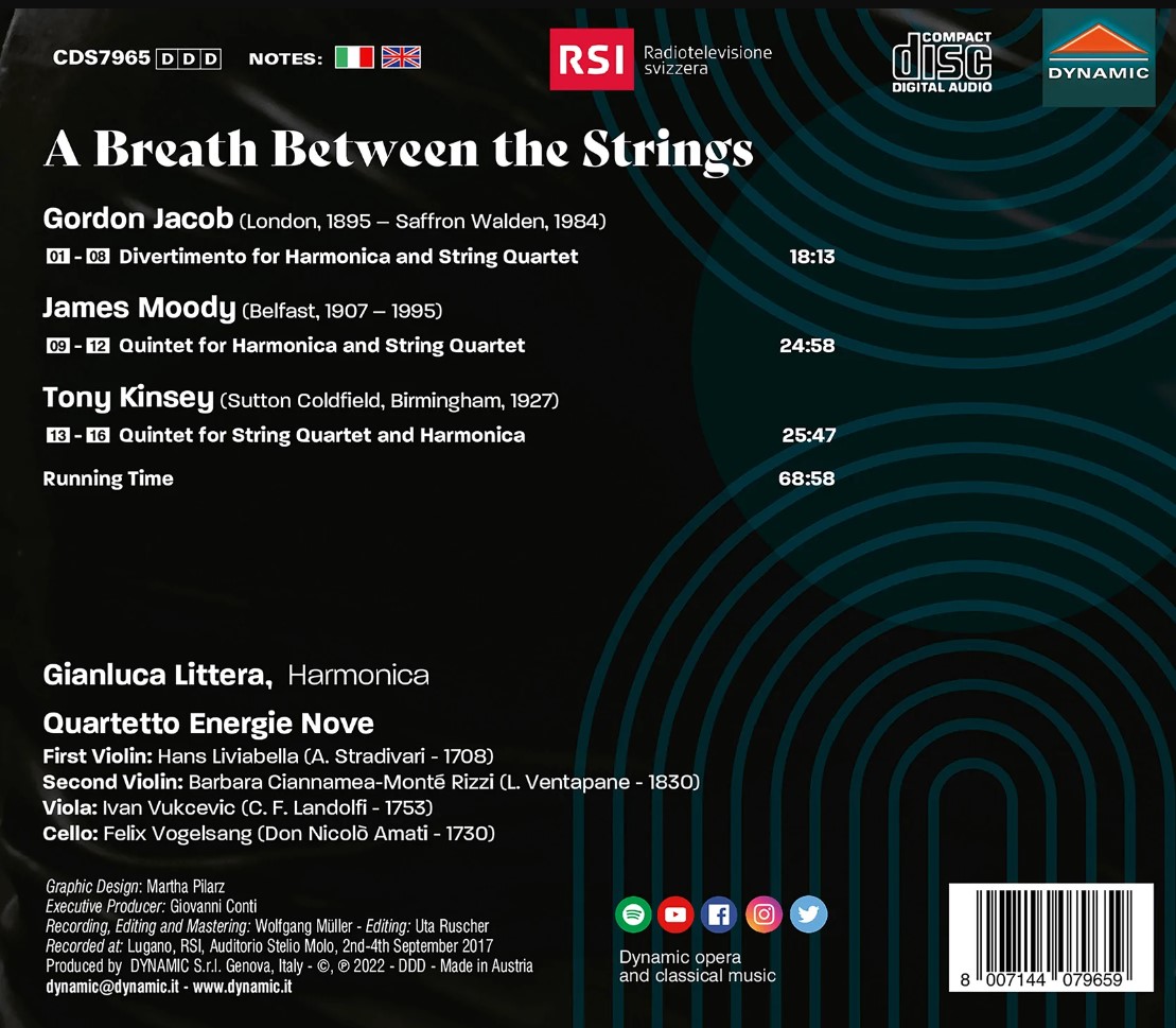 Gianluca Littera / Quartetto Energie Nove 하모니카와 현악사중주를 위한 오리지널 음악 (A Breath Between The Strings)