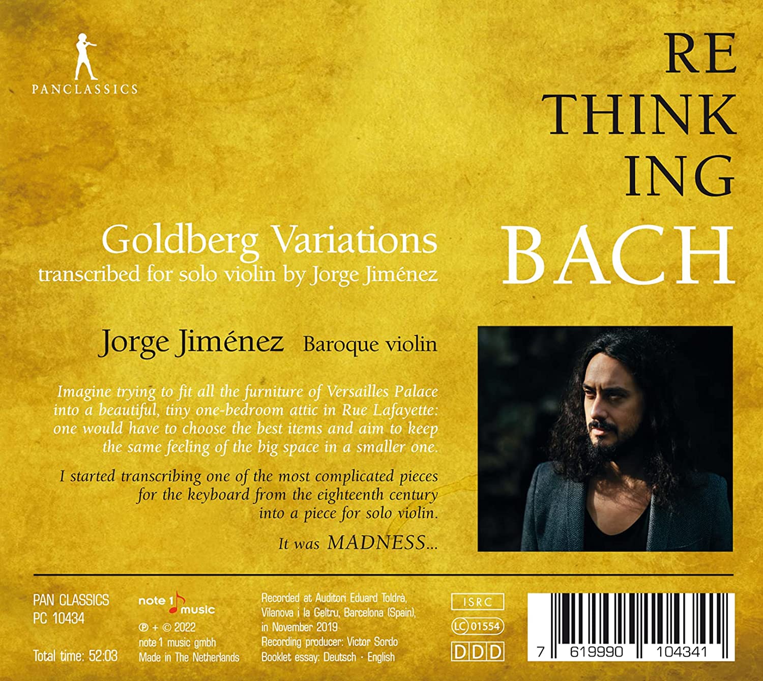 Jorge Jiminez 바흐: 골드베르크 변주곡 - 바이올린 독주반 (Rethinking Bach - Goldberg Variations)