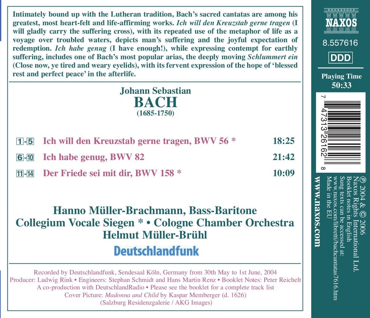 Hanno Muller-Brachmann 바흐: 베이스를 위한 칸타타들 (Bach: Sacred Cantatas for Bass Nos. 56, 82 & 158)