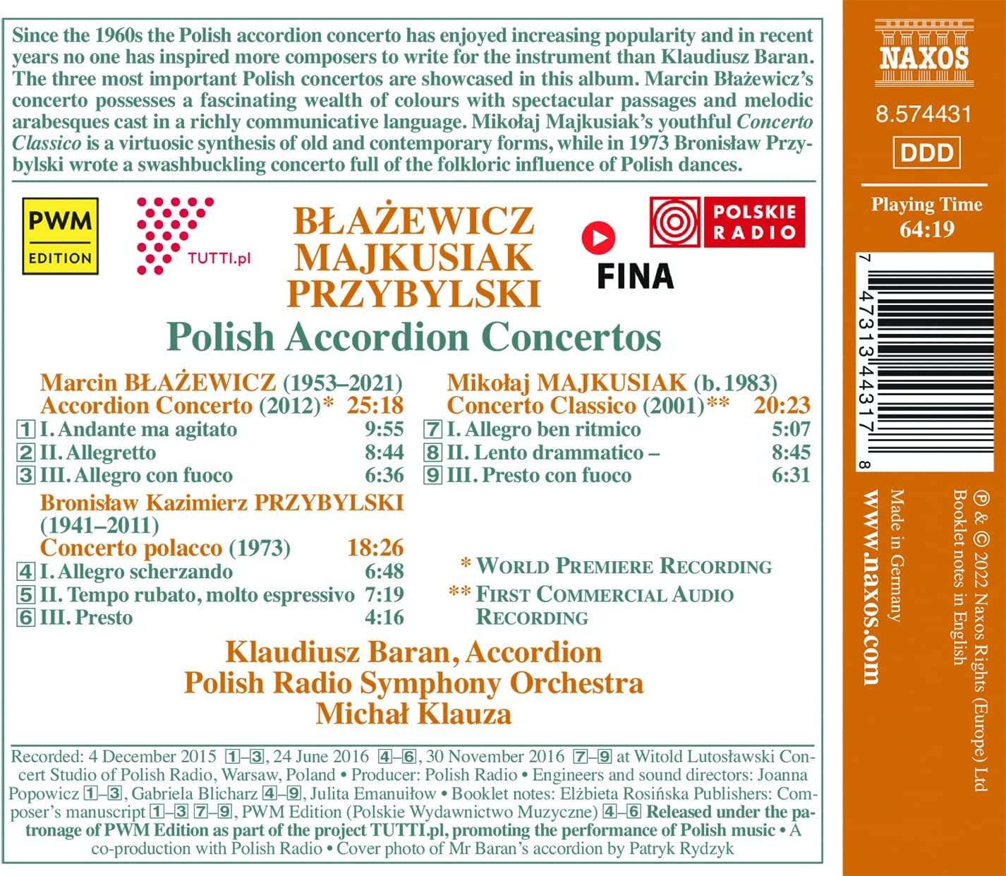 Michał Klauza 폴란드 작곡가들의 아코디언을 위한 협주곡 작품집 (Polish Accordion Concertos)