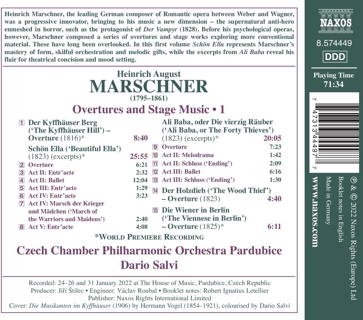 Dario Salvi 마르슈너: 서곡과 무대 음악 작품 1집 (Heinrich Marschner: Overtures and Stage Music, Vol. 1)