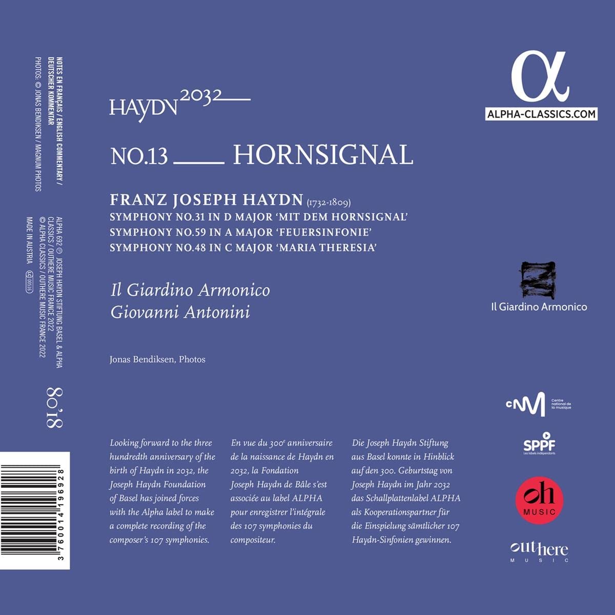 Giovanni Antonini 하이든 2032 프로젝트 13집 - 교향곡 31번, 48번, 59번 (Haydn 2032, Vol. 13 - Horn Signal)