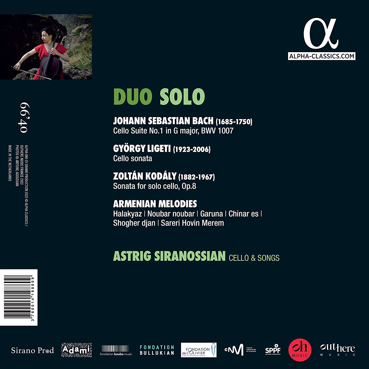 Astrig Siranossian 바흐 / 코다이 / 리게티의 무반주 첼로 작품과 민요 연주집 (Duo Solo)