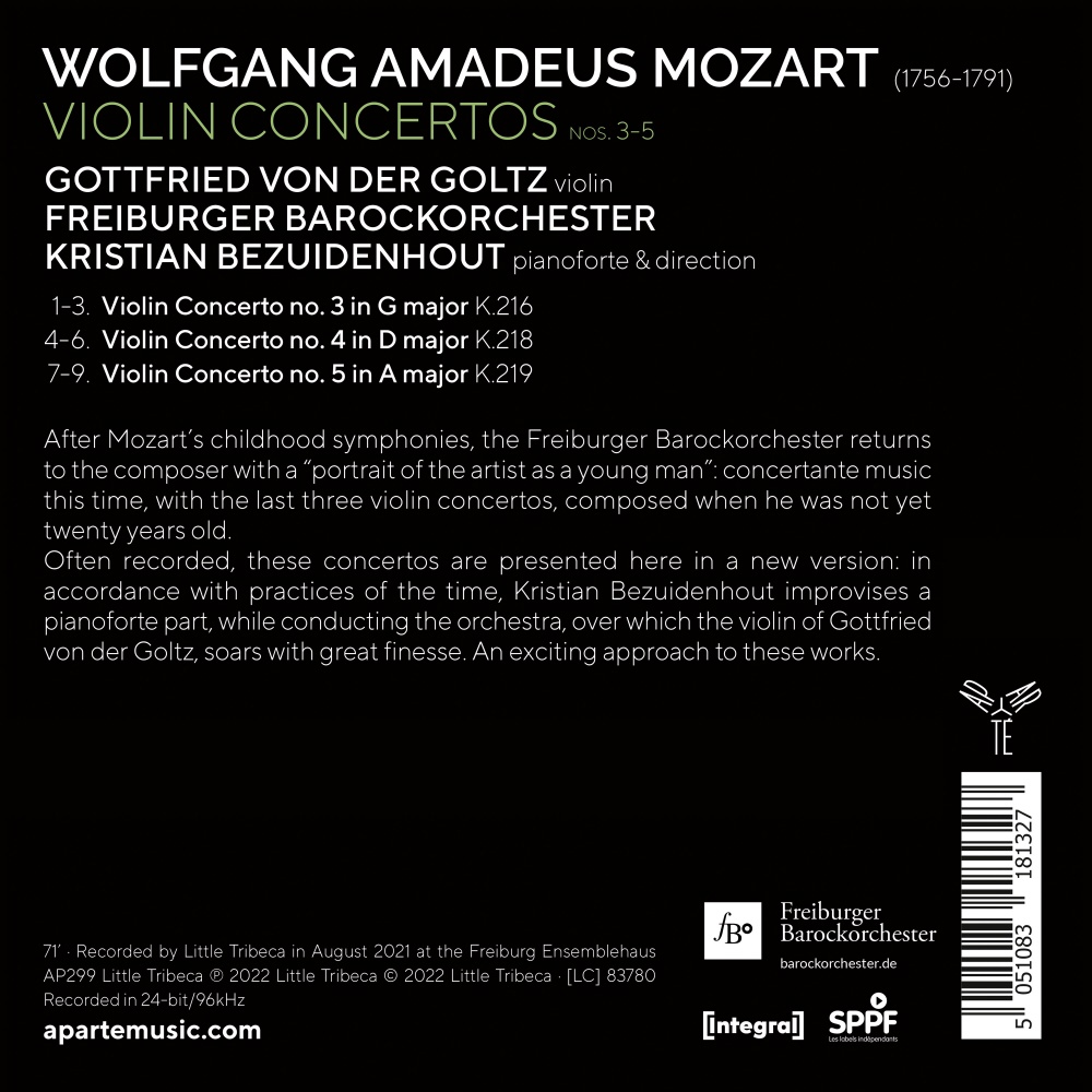 Gottfried Von Der Goltz 모차르트: 바이올린 협주곡 3,4,5번 (Mozart: Violin Concertos Nos. 3,4,5)
