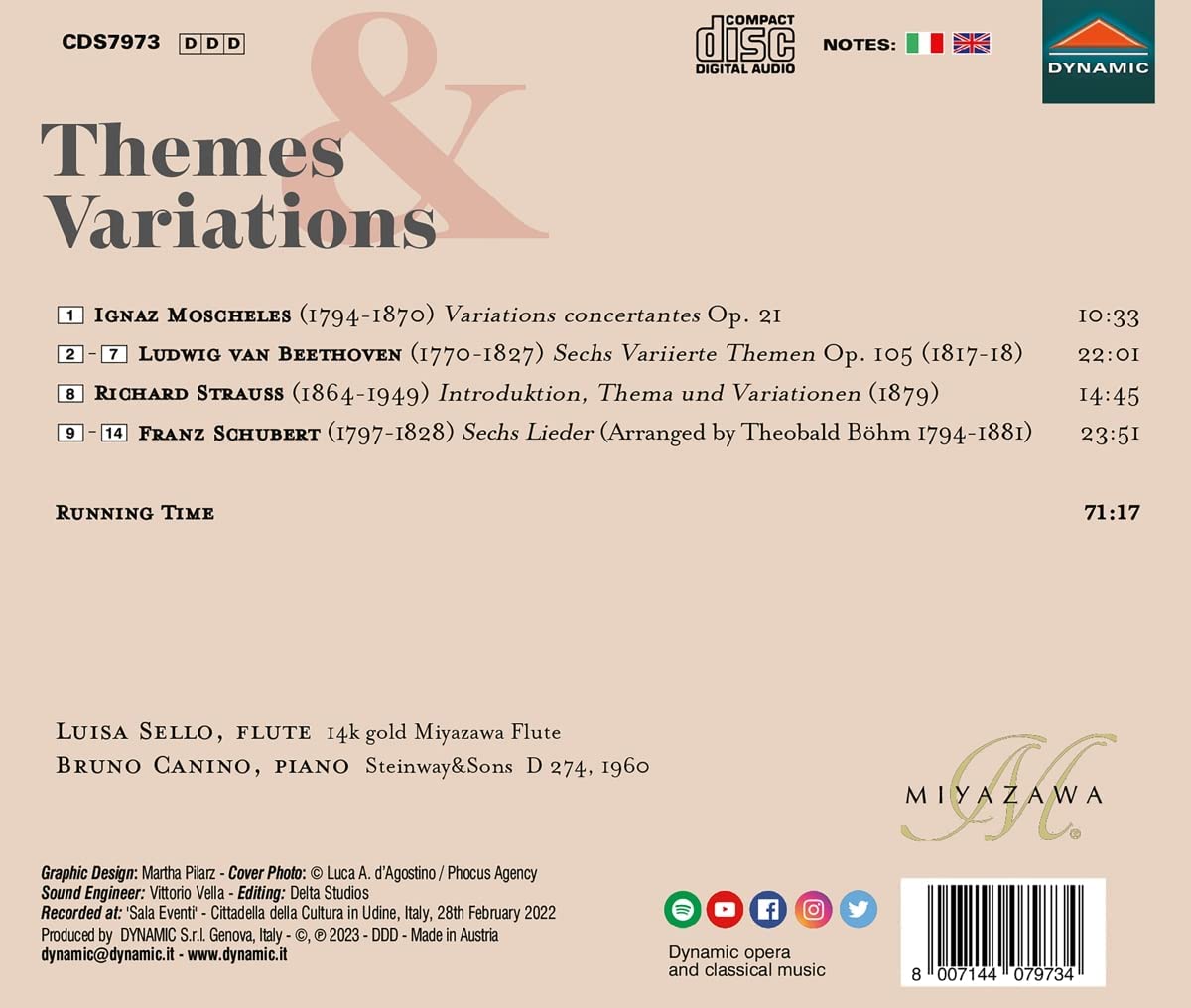 Luisa Sello / Bruno Canino 모셸레스, 베토벤, 슈트라우스, 슈베르트: 주제와 변주 (Themes & Variations)