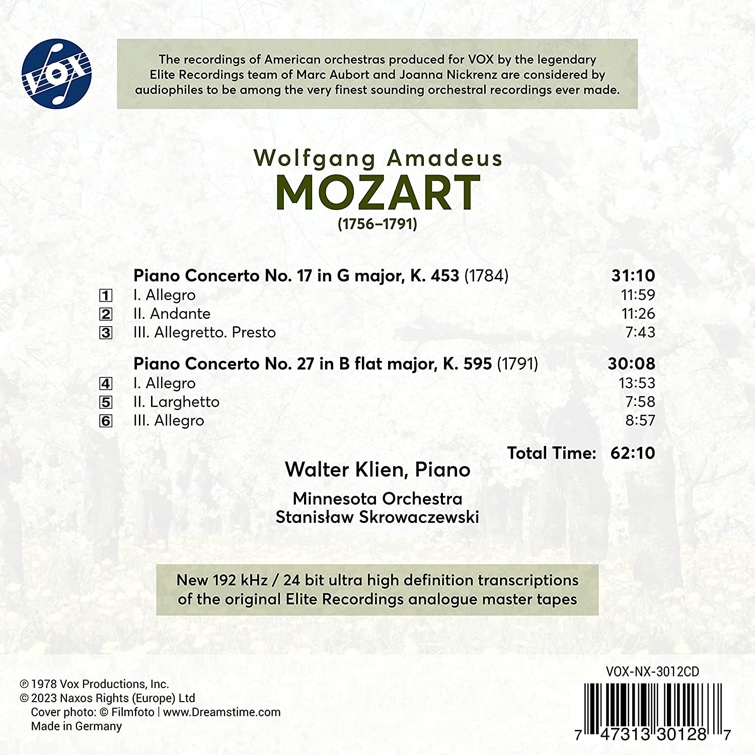 Walter Klien 모차르트: 피아노 협주곡 17, 27번 (Mozart: Piano Concertos Nos. 17 & 27