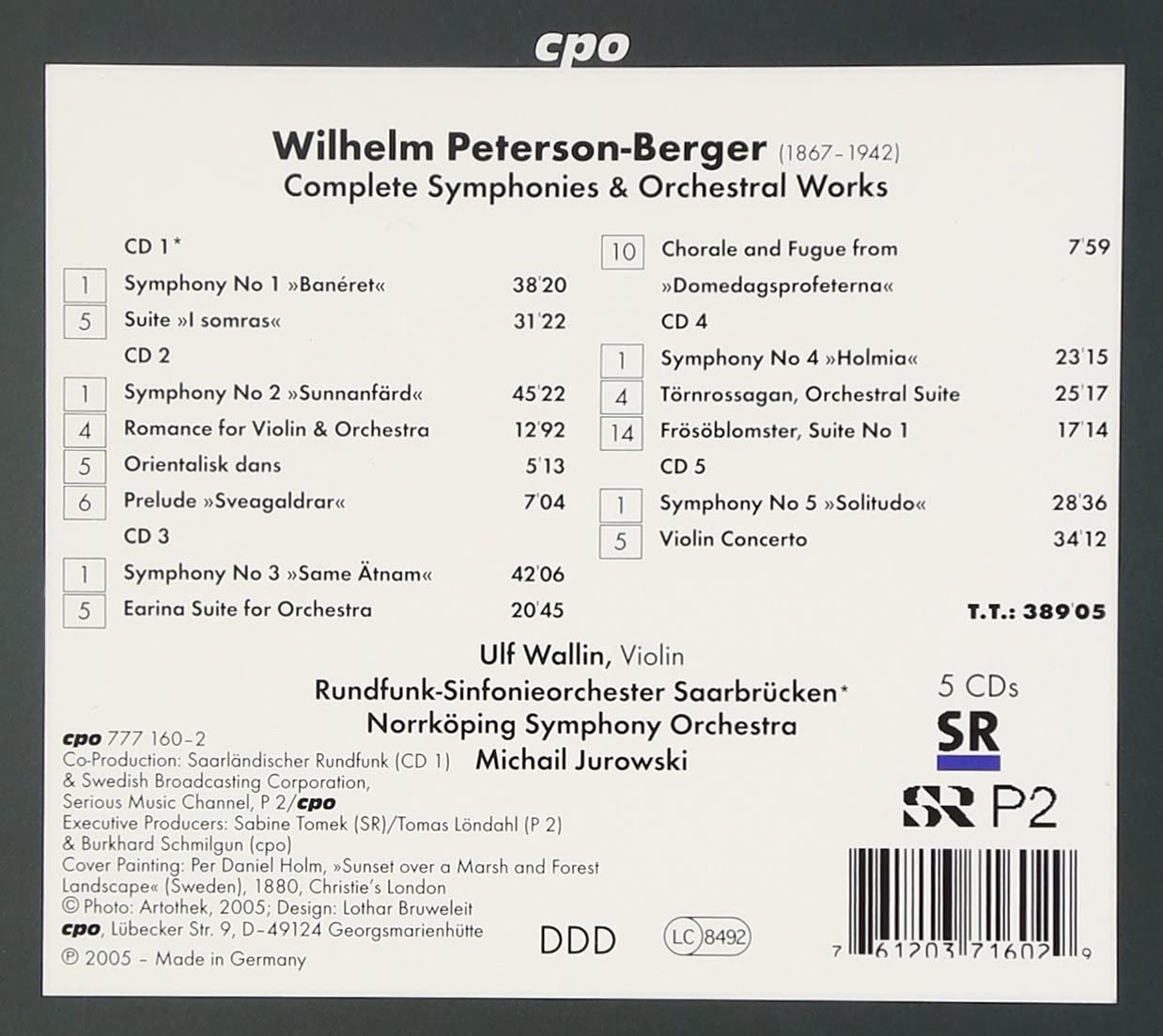 Michail Jurowski 페테르손-베르거: 교향곡 전집 (Wilhelm Peterson-Berger: Complete Symphonies)