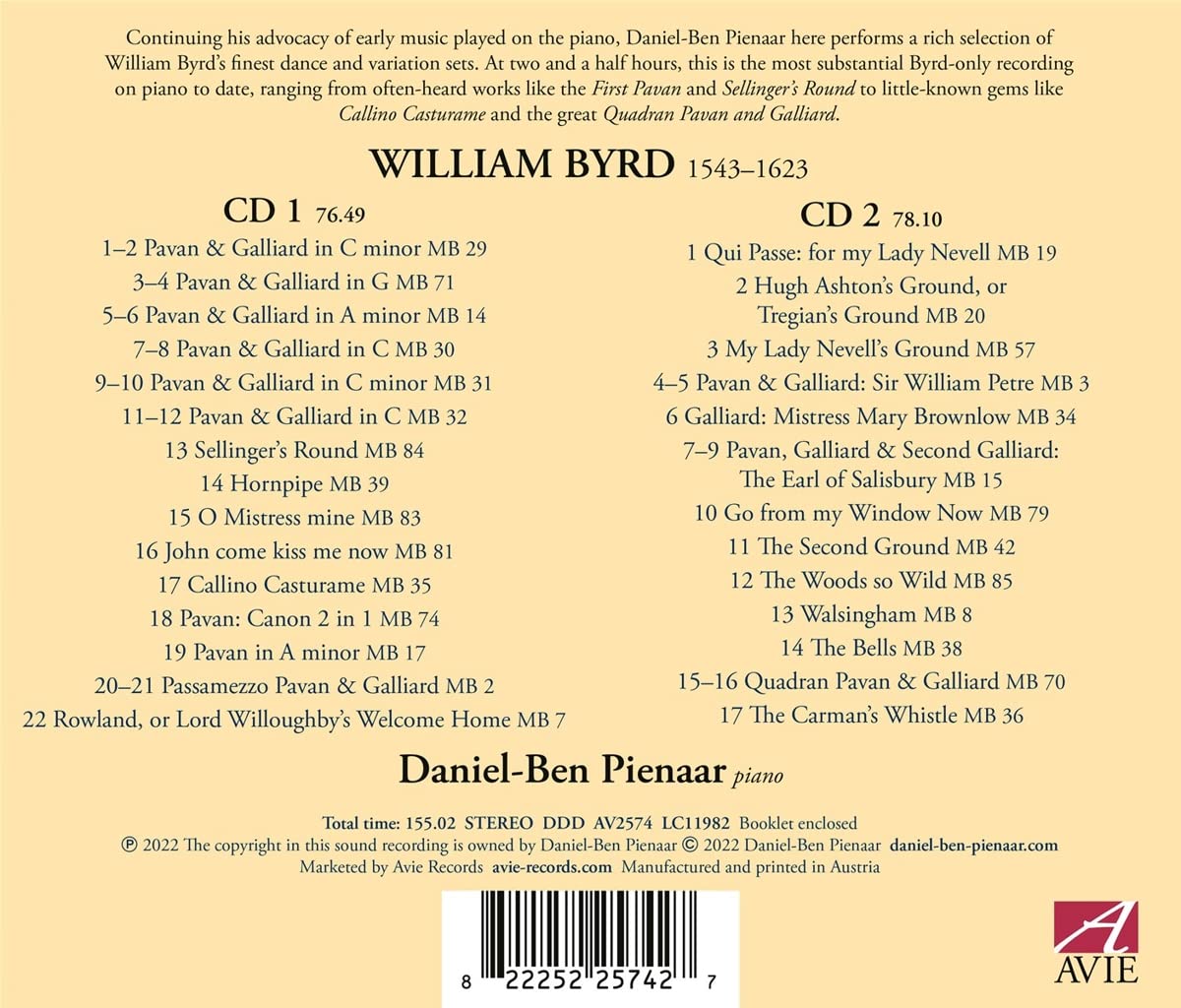 Daniel-Ben Pienaar 버드: 건반 작품집 (Byrd: Works for Keybaord)