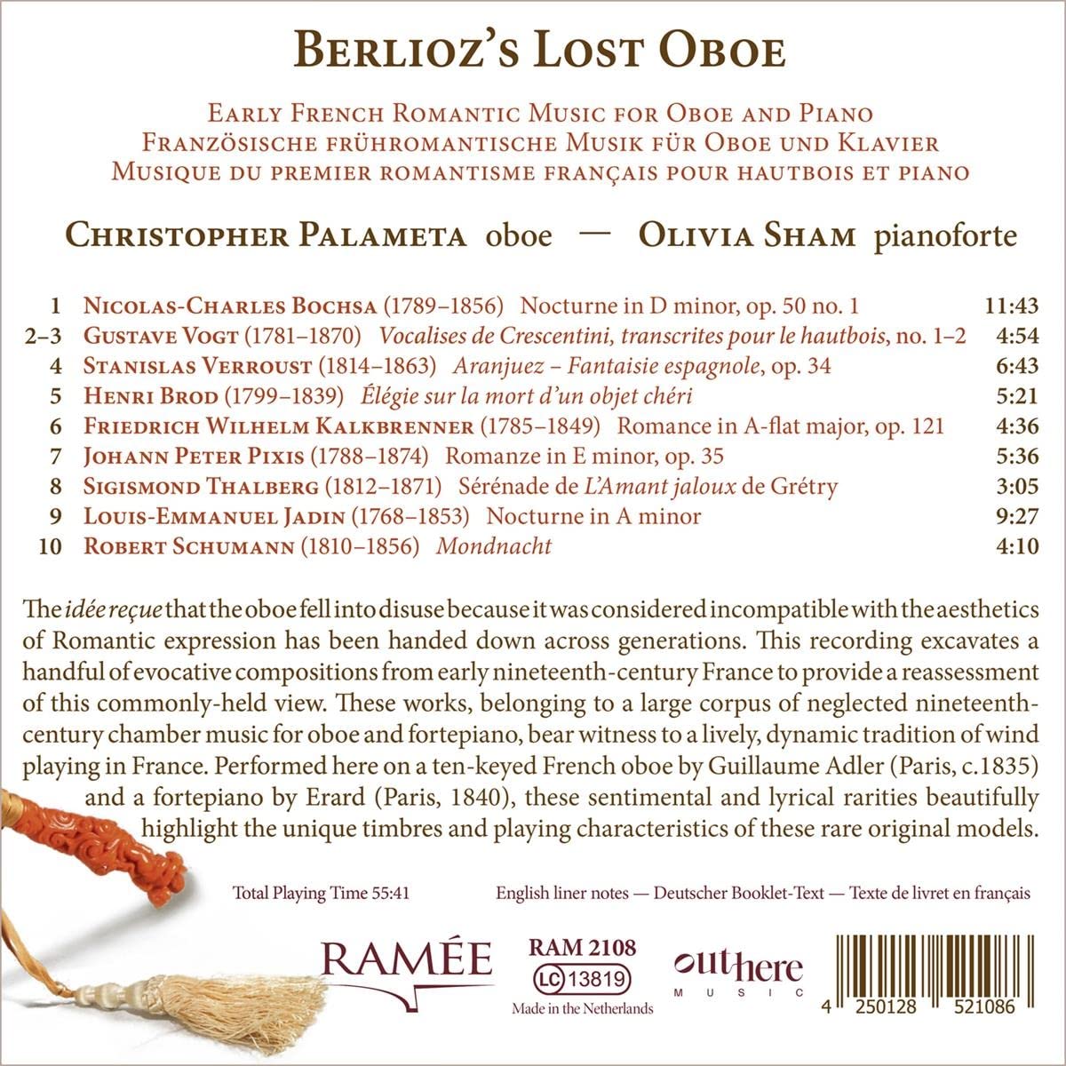 Christopher Palameta / Olivia Sham 프랑스 초기 낭만파 음악가들의 오보에 음악 (Berlioz's Lost Oboe)