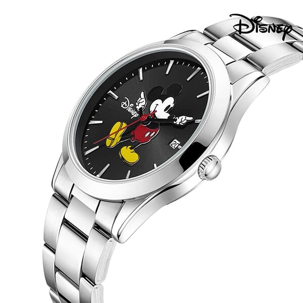 디즈니 미키마우스 캐릭터 비비드 막대인덱스 남여공용 메탈밴드 손목시계 D11436DWB
