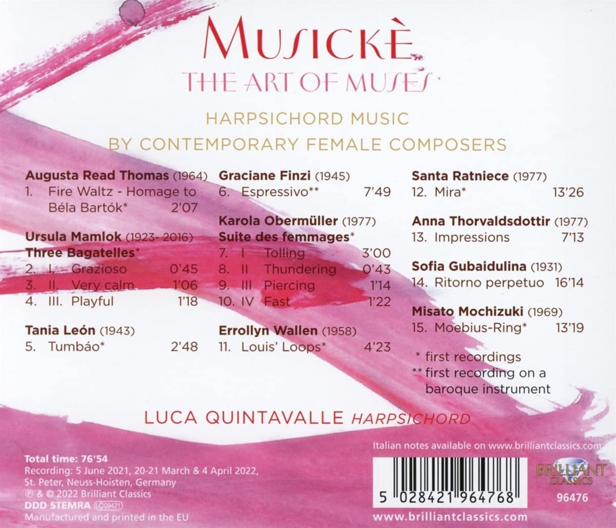 Luca Quintavalle 현대 여성 작곡가들과 하프시코드 연주집 (Mousike - The Art of Muses)