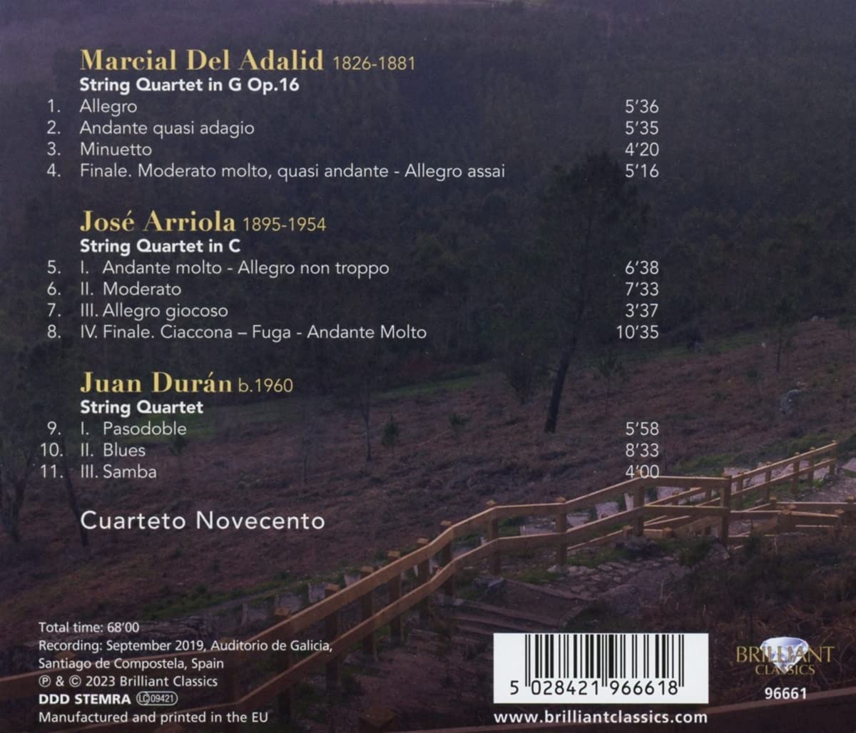 Cuarteto Novecento 갈리시아 작곡가들의 현악 사중주 (String Quartets by Del Adalid, Arriola & Duran)