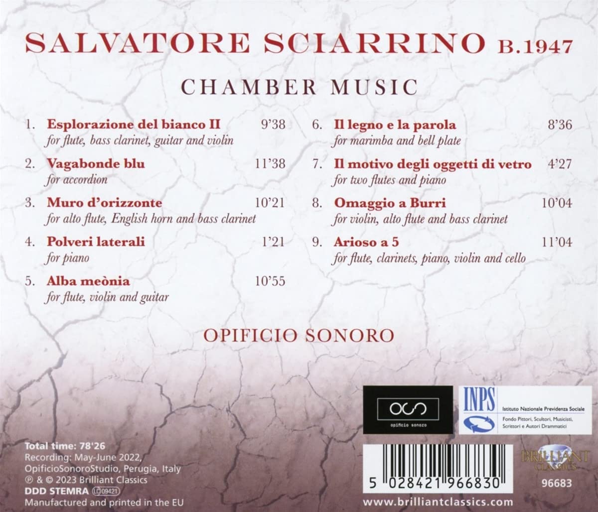 Opificio Sonoro 스키아리노: 실내악 작품 (Sciarrino: Chamber Music)
