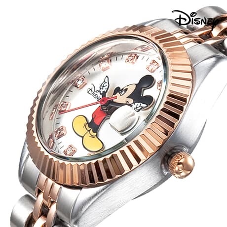 디즈니 미키마우스 캐릭터 여성용 패션아이템 메탈밴드 손목시계 OW619DR