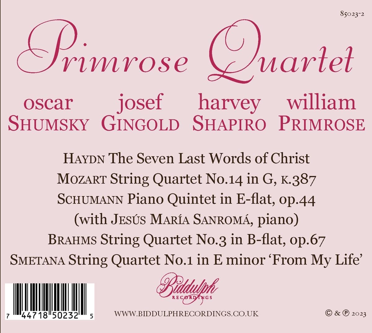 Primrose Quartet 프림로즈 현악 4중주단의 RCA 빅터 녹음 전집 (The Complete RCA Victor Recordings)