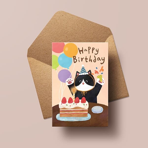 [캘리그라피카드] HH2301 - HAPPY BIRTHDAY-cat 생일카드
