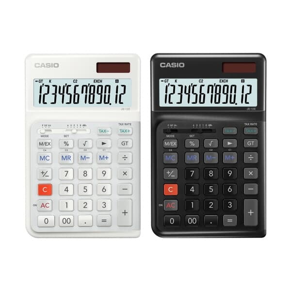 CASIO 세계최초 인체공학적 디자인 JE-12E-WE 3도 계산기 화이트