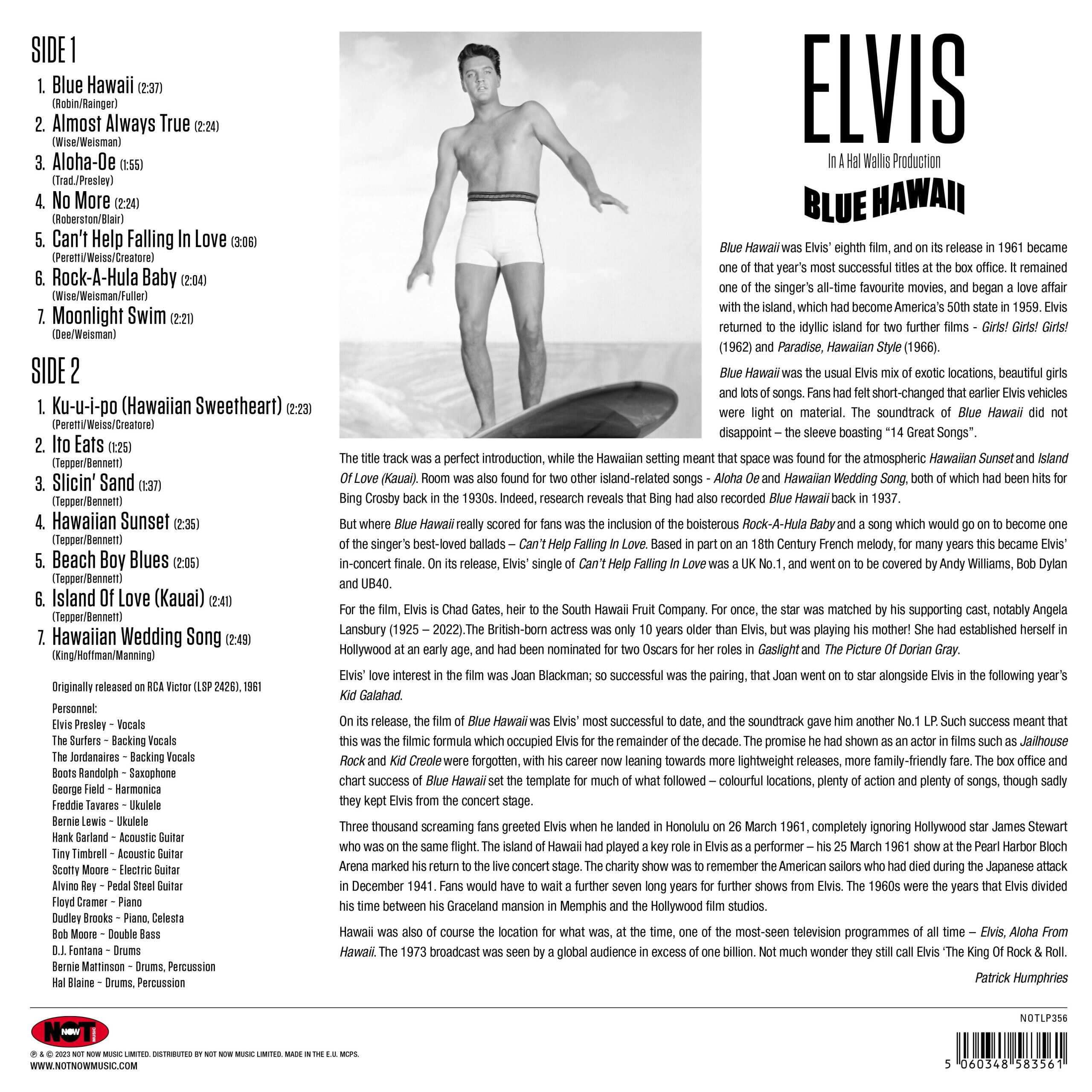 블루 하와이 영화음악 (Blue Hawaii OST by Elvis Presley) [블루 컬러 LP]