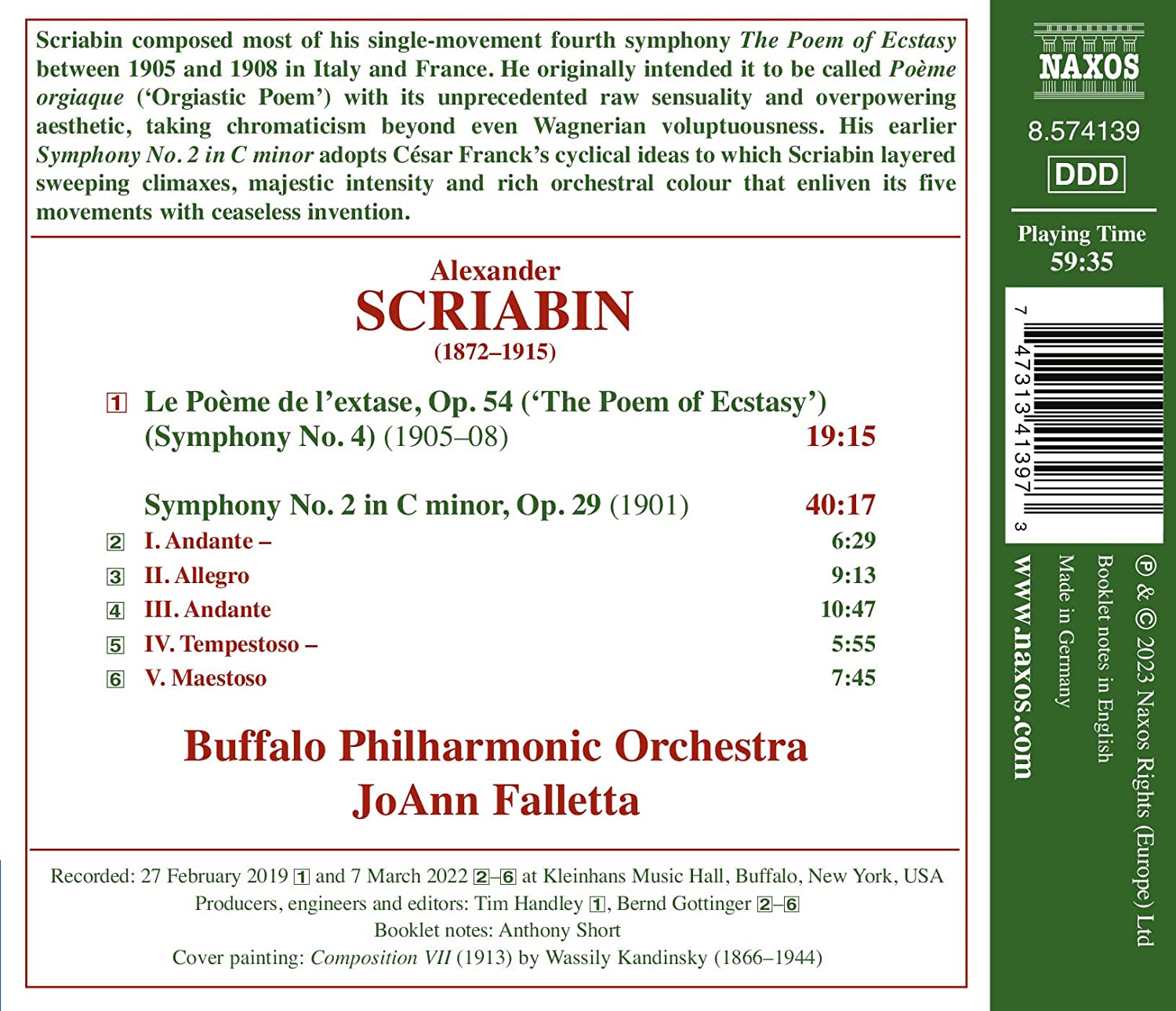 Joann Falletta 스크리아빈: ‘법열의 시’ & ‘교향곡 2번’ (Scriabin: The Poem of Ecstasy, Symphony No. 2)