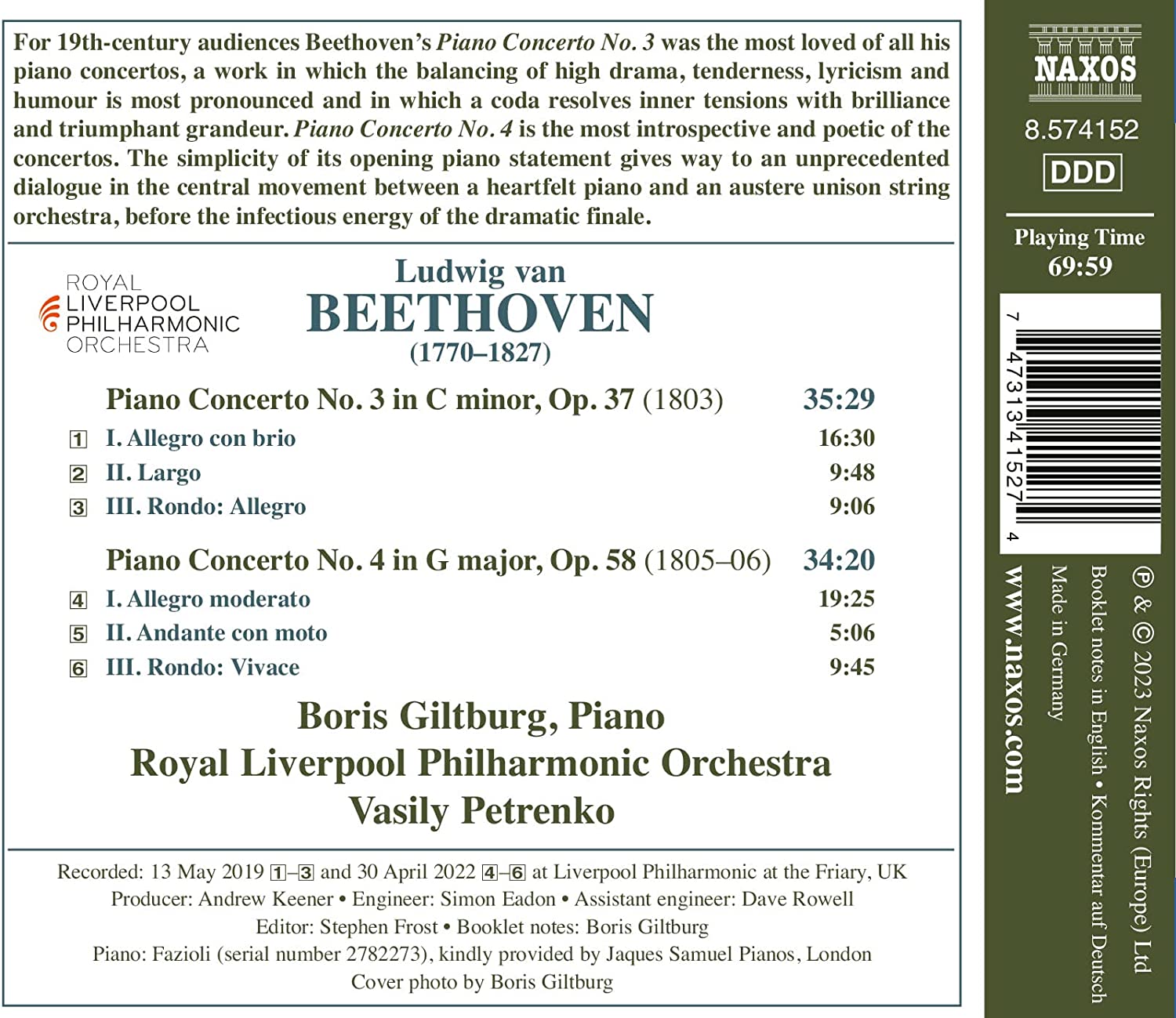 Boris Giltburg 베토벤: 피아노 협주곡 3 & 4번 (Beethoven: Piano Concertos Nos. 3 ,4)