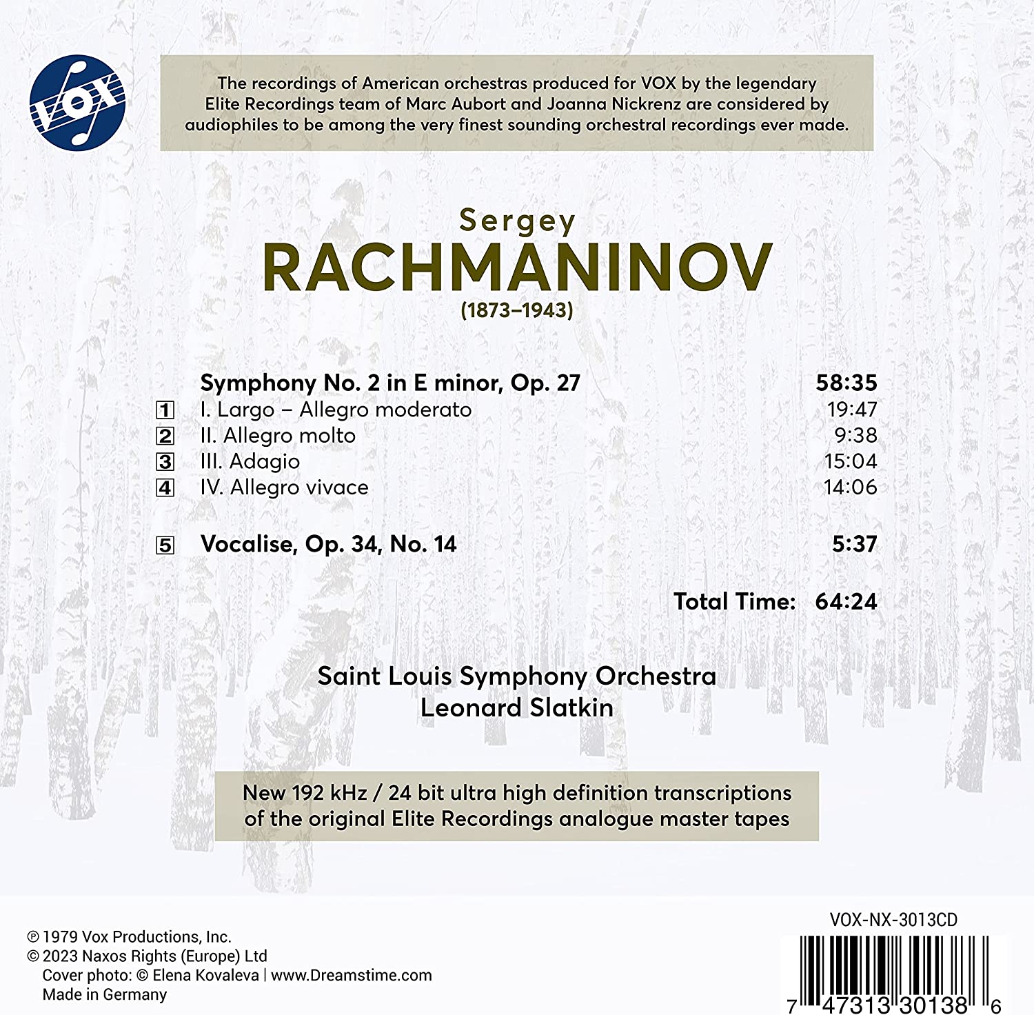 Leonard Slatkin 라흐마니노프: 교향곡 2번, 보칼리제 (Rachmaninov: Symphony No.2 & Vocalise)