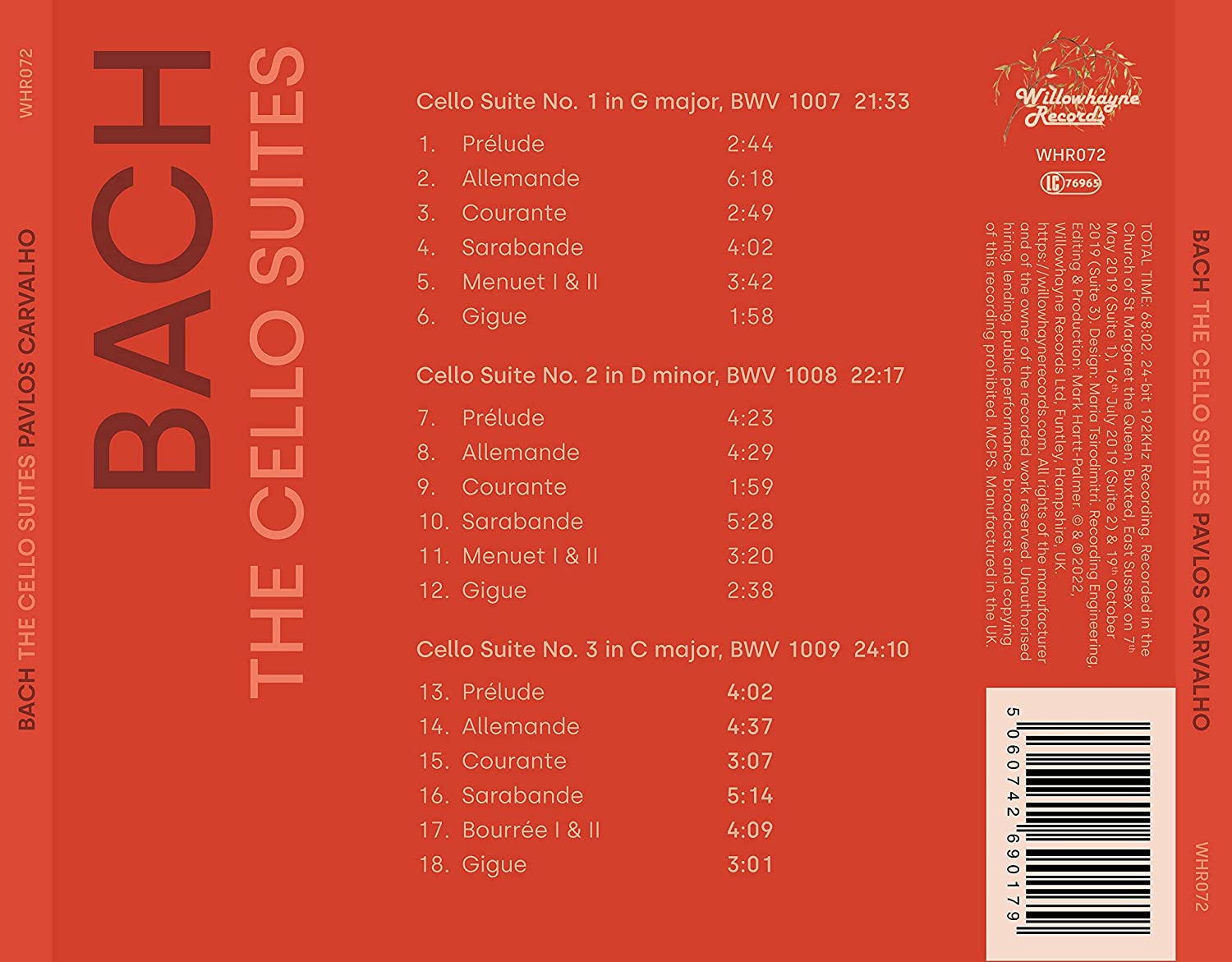 Pavlos Carvalho 바흐: 무반주 첼로 모음곡 1~3번 (Bach: the Cello Suites, Vol. 1)