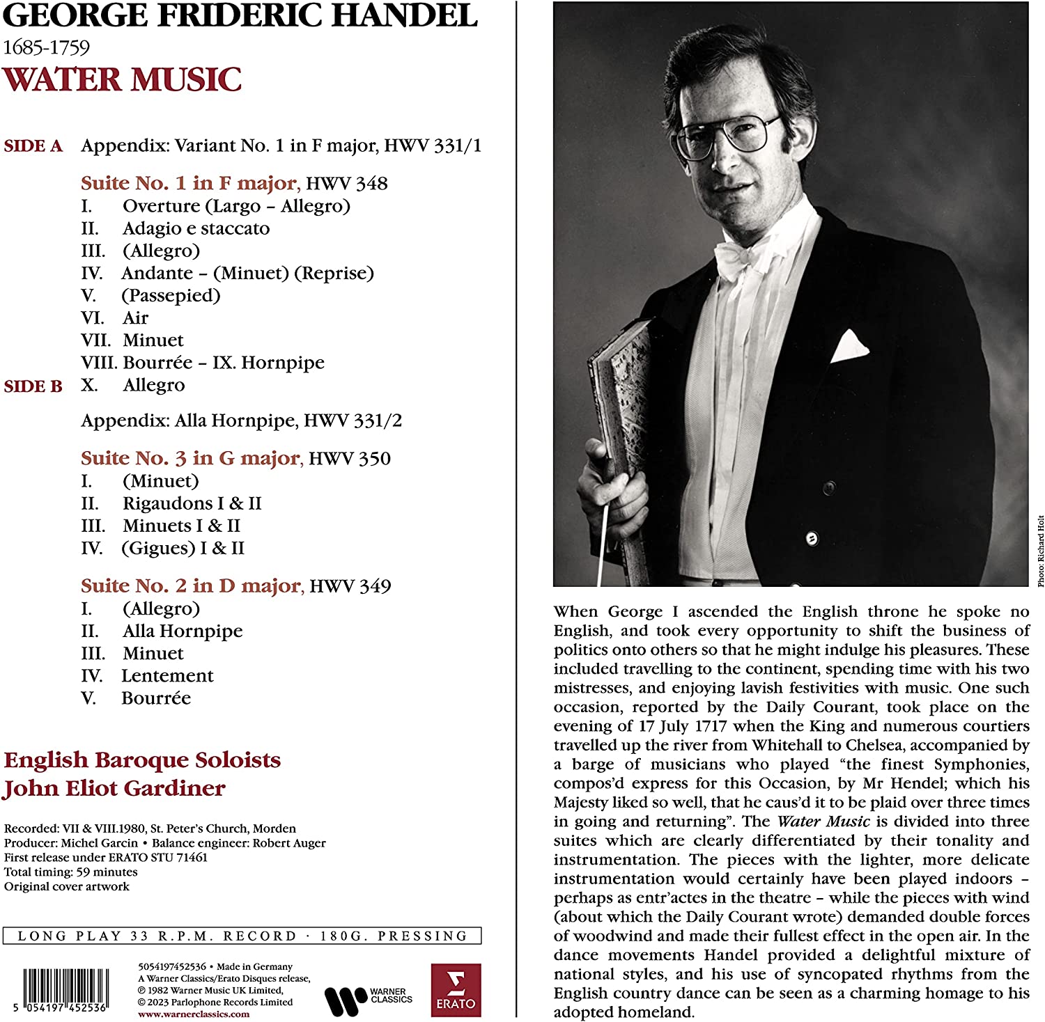 John Eliot Gardiner 헨델: 수상음악 - 존 엘리엇 가디너 (Handel: Water Music) [LP]